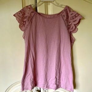 Ann Taylor Loft pink lace shirt